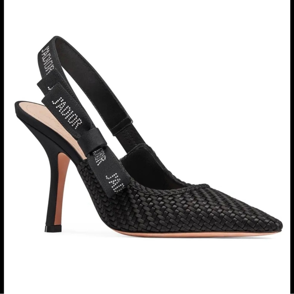 DIOR J'Adior Black Woven Satin Slingbacks size 38 1/2 EU/8.5 US (New in Box) - Picture 2 of 10